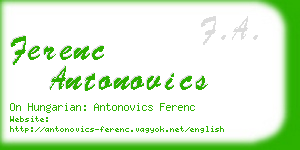 ferenc antonovics business card